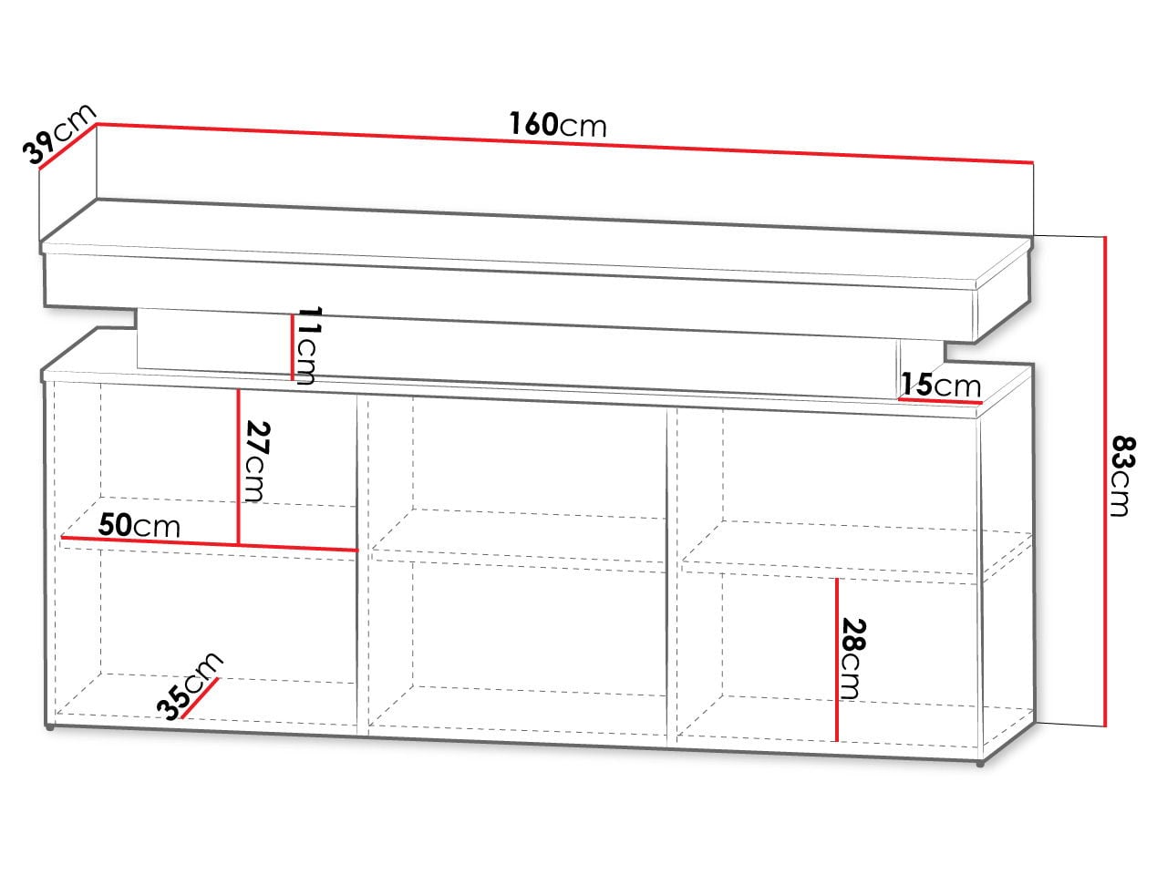 Μπουφές Glossa 160 με LED - Image 4