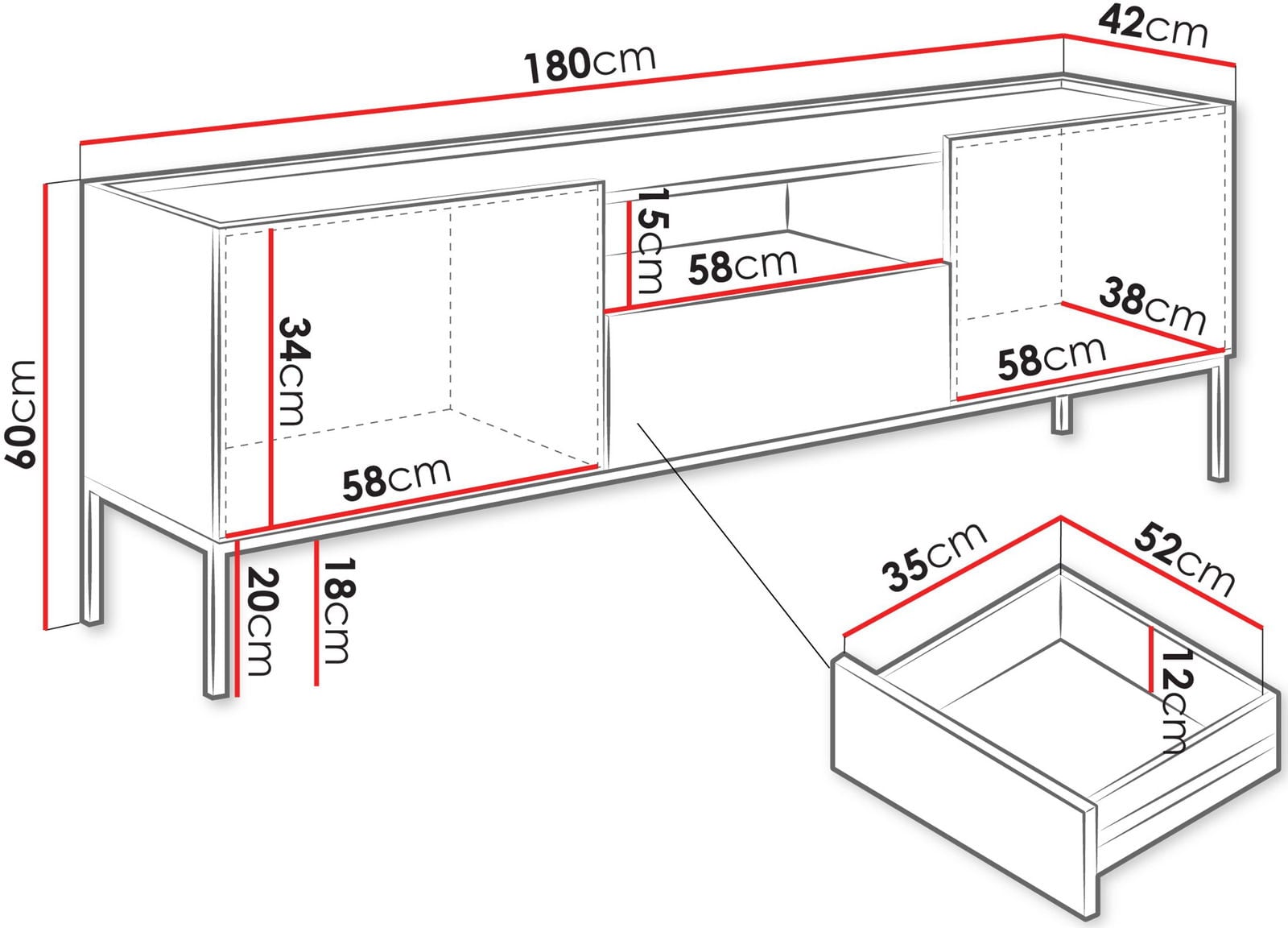 Έπιπλο τηλεόρασης Como 2D1SZ - Image 3
