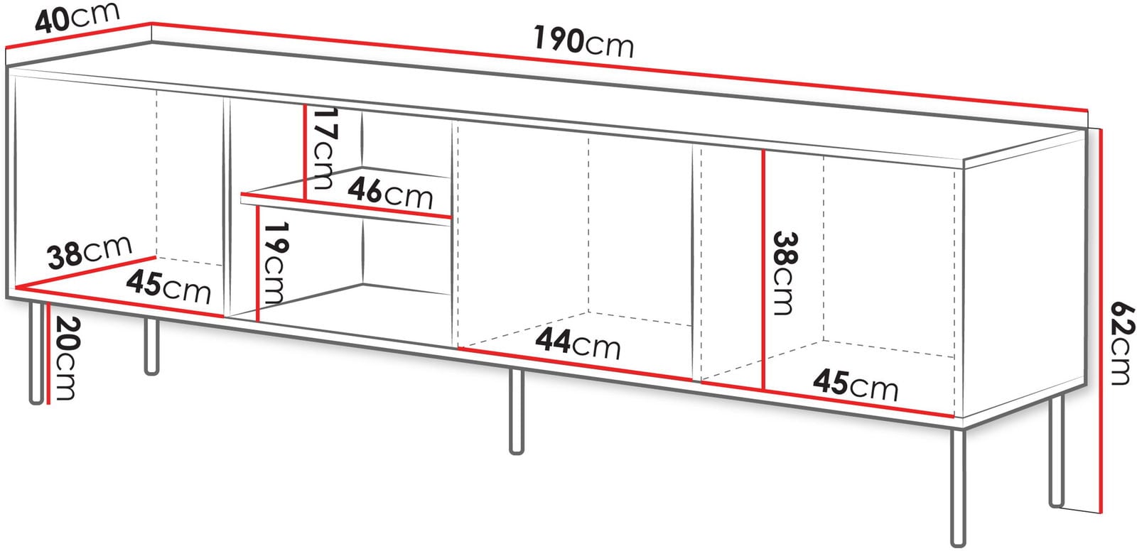 Έπιπλο τηλεόρασης Inserto 190 3D1W - Image 3