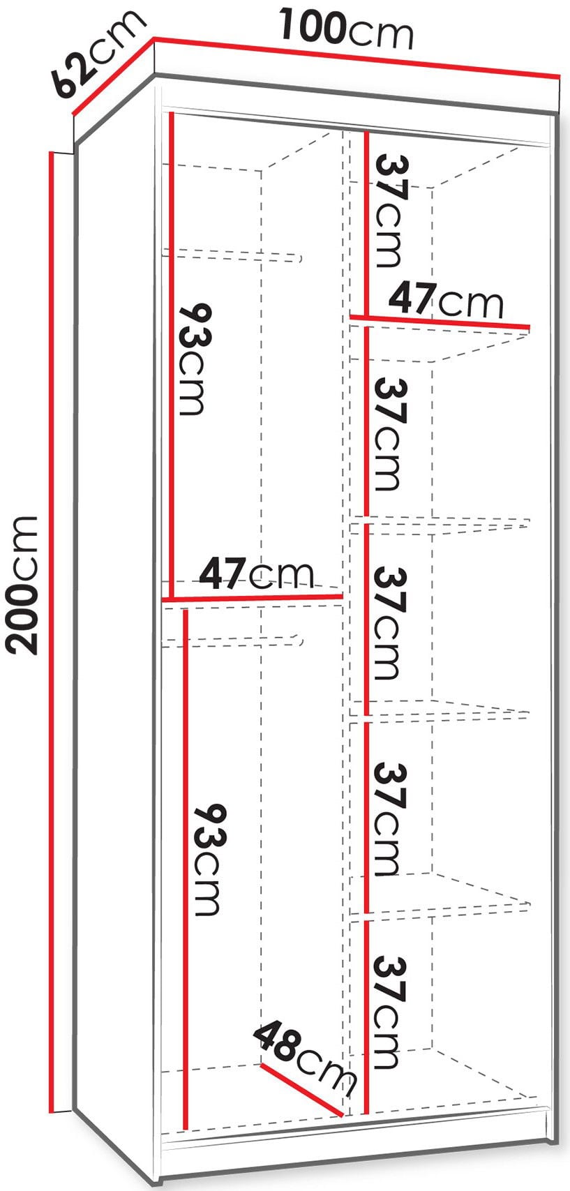 Ντουλάπα Wika 100 συρόμενη - Image 3