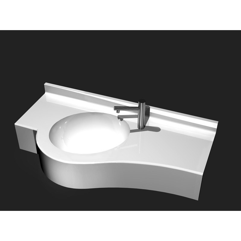 Sanitec 704 Front Wave Single Νιπτήρας Μπάνιου Λευκός με μήκος από 201 έως 250cm