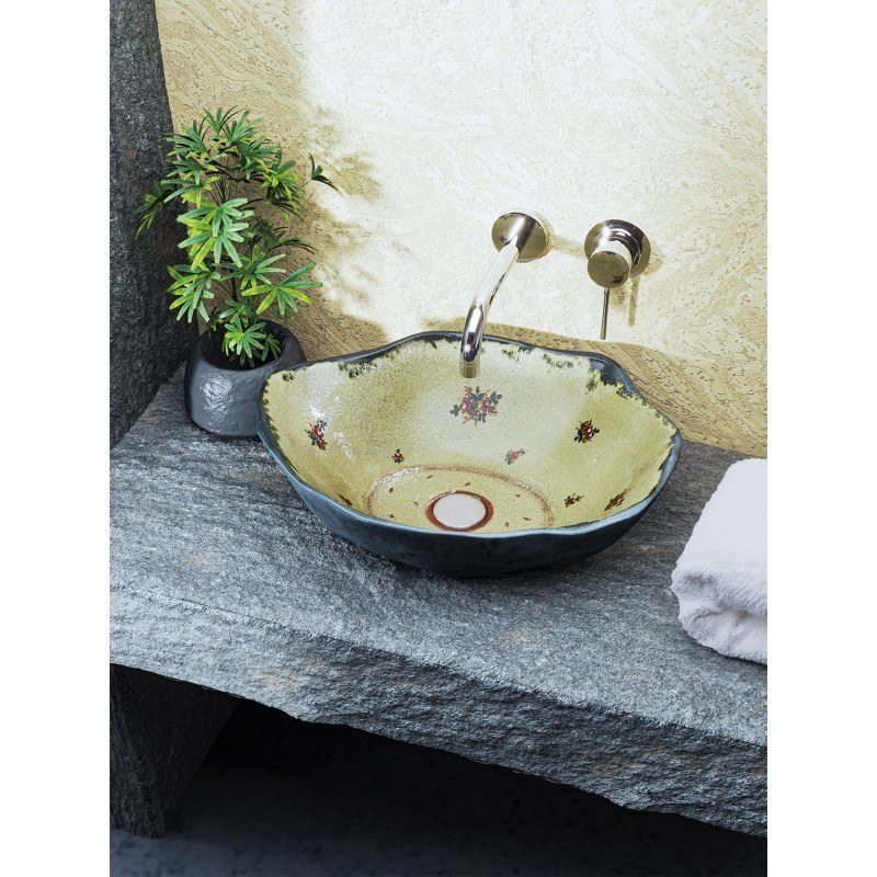 Sanitec Red Flowers 407 Νιπτήρας Κεραμικός Επιτραπέζιος 52x40,5x14cm