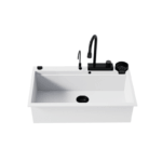 Sanitec Ultra Granite 850 Quartz Multi Ένθετος Γρανιτένιος Νεροχύτης 79Χ50cm Bianco (Black accessories)