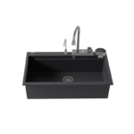 Sanitec Ultra Granite 850 Quartz Multi Ένθετος Γρανιτένιος Νεροχύτης 79Χ50cm Nero (Inox accessories)