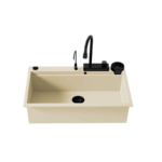 Sanitec Ultra Granite 850 Quartz Multi Ένθετος Γρανιτένιος Νεροχύτης 79Χ50cm Ocra (Black accessories)
