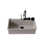Sanitec Ultra Granite 850 Quartz Multi Ένθετος Γρανιτένιος Νεροχύτης 79Χ50cm Sienna (Black accessories)