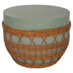 ΤΡΑΠΕΖΙ ΣΑΛΟΝΙΟΥ FB918165 FIBER CEMENT ΠΡΑΣΙΝΟ-RATTAN ΦΥΣΙΚΟ Φ56x47Υεκ.