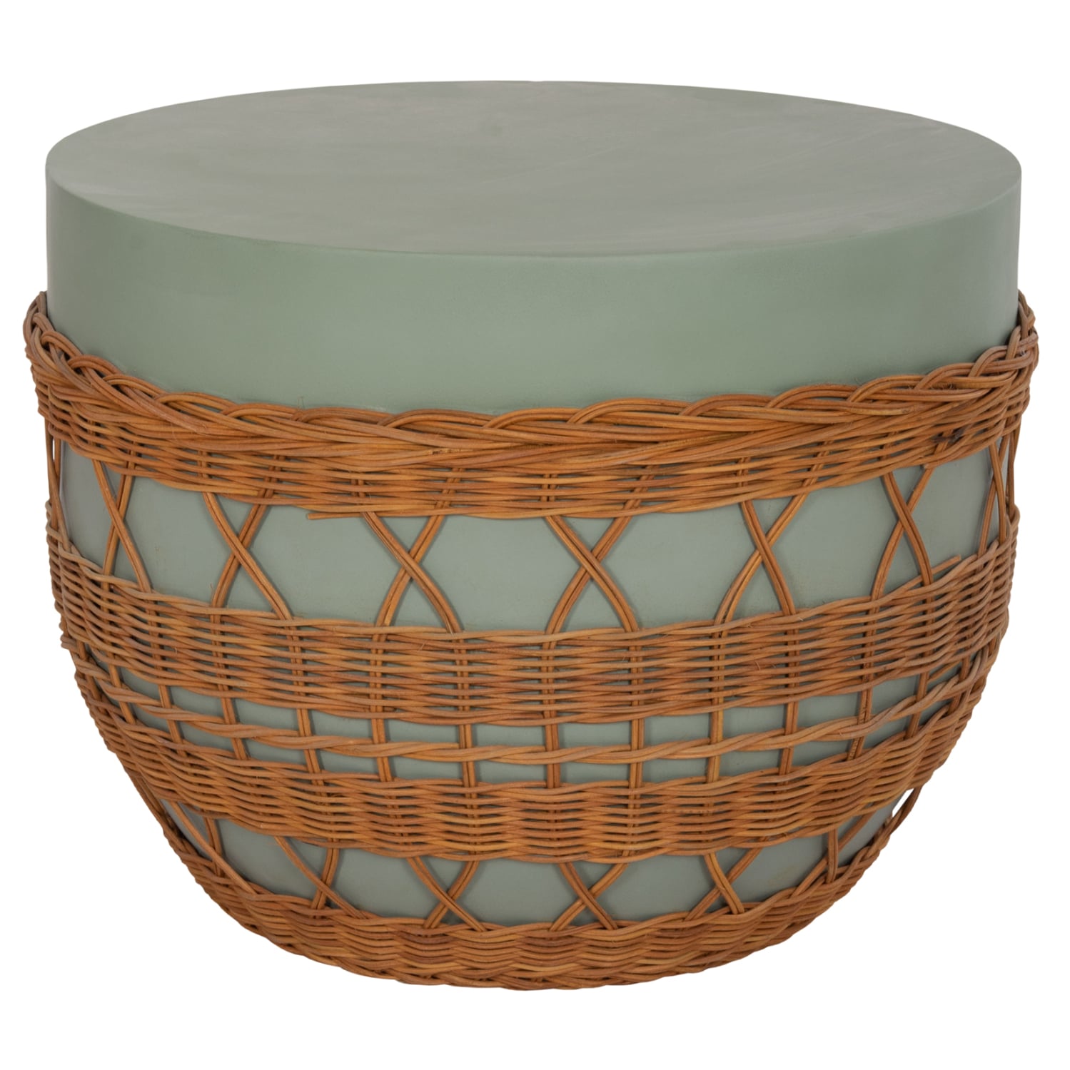 ΤΡΑΠΕΖΙ ΣΑΛΟΝΙΟΥ VILHENA HM18165 FIBER CEMENT ΠΡΑΣΙΝΟ-RATTAN ΦΥΣΙΚΟ Φ56x47Υεκ. - Image 3