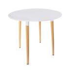 Τραπέζι Snow MDF λευκό και ξύλο οξιάς σε φυσική απόχρωση Φ100x73εκ