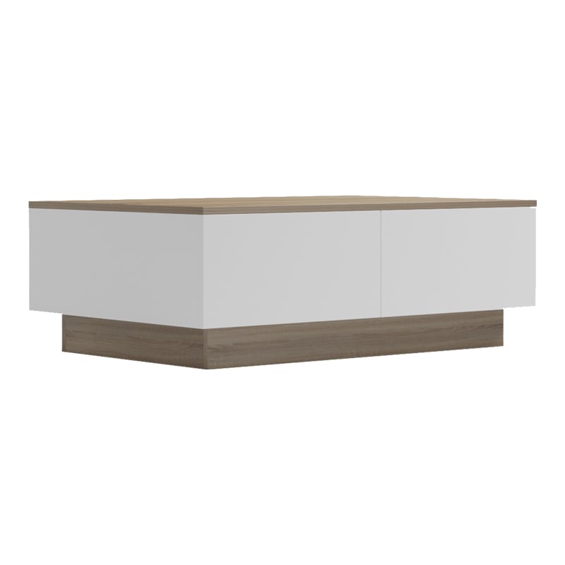 Τραπέζι σαλονιού Winey pakoworld σε sonoma-λευκή απόχρωση 90x60x31,5εκ - Image 2