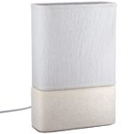 Φωτιστικό Επιτραπέζιο Ορθογώνιο Κεραμικό/Ύφασμα Μπεζ/Λευκό 20x8x30cm