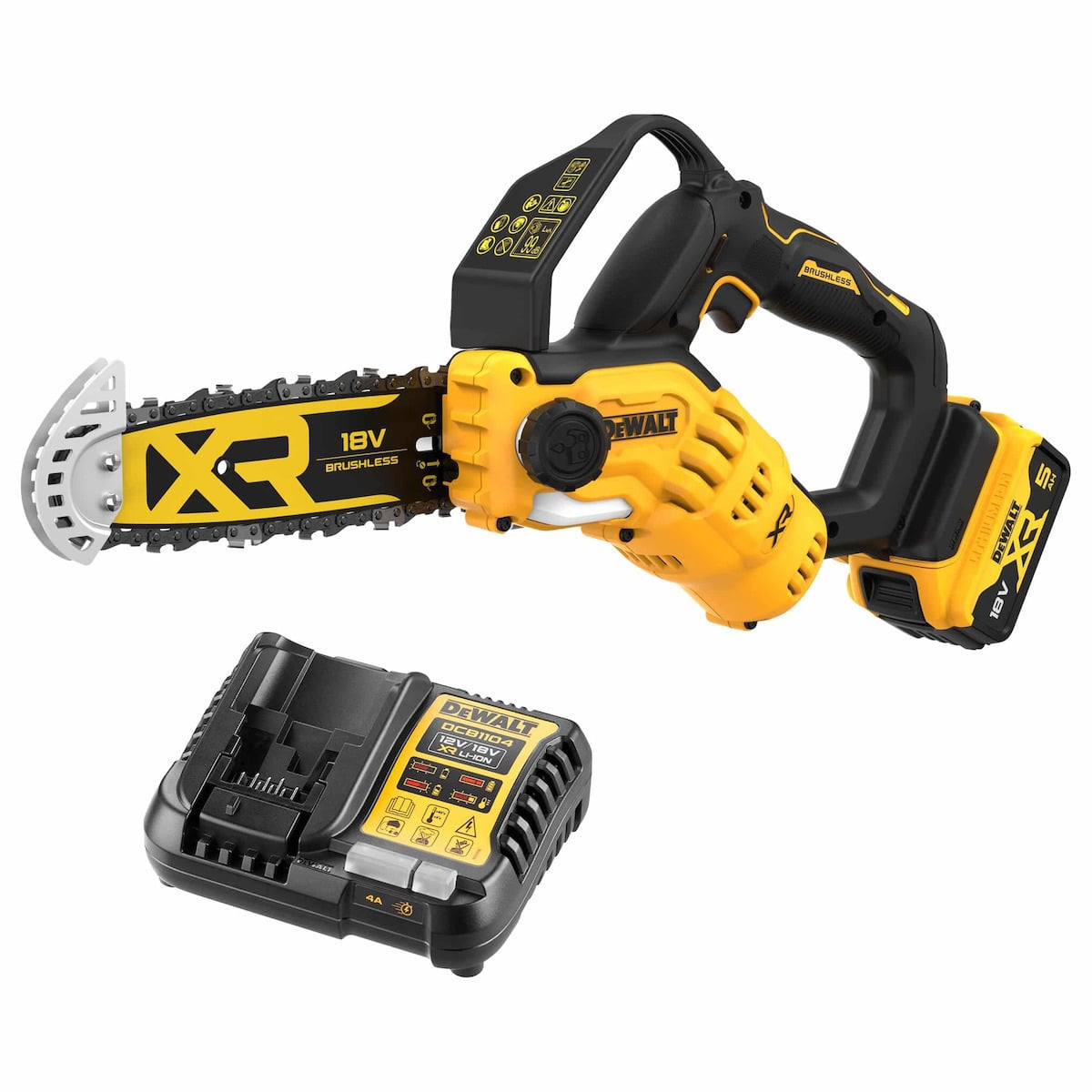 Dewalt DCMPS520P1 Κλαδευτικό Αλυσοπρίονο Μπαταρίας 1x5Ah Brushless 18V 2.1kg με Λάμα 20cm