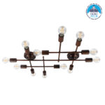GLOBOSTAR® PIPING 00668-1 Vintage Φωτιστικό Οροφής με Ντουί 12 x E27 AC 220-240V IP20 - Χάλκινο - Μ78.5 x Π9.5 x Υ64cm