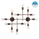 GLOBOSTAR® PIPING 00668 Vintage Φωτιστικό Τοίχου - Απλίκα με Ντουί 12 x E27 AC 220-240V IP20 - Χάλκινο - Μ78.5 x Π9.5 x Υ64cm