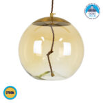 GLOBOSTAR® AXTON 00748 Μοντέρνο Κρεμαστό Φωτιστικό Οροφής LED 5W 500lm 180° AC 220-240V IP20 Θερμό Λευκό 2700K - Sanan SMD Chip - Χρυσό & Μελί - Μ30 x Π30 x Υ30cm - 2 Xρόνια Εγγύηση