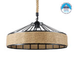 GLOBOSTAR® POLI 01147 Vintage Κρεμαστό Φωτιστικό Οροφής με Ντουί 1 x E27 AC 220-240V IP20 - Μαύρο & Μπεζ - Μ40 x Π40 x Υ32cm