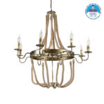 GLOBOSTAR® VICTORIAN 01405 Vintage Κρεμαστό Φωτιστικό Οροφής με Ντουί 8 x E14 AC 220-240V IP20 - Μπρούτζινο Εφέ Σκουριάς & Μπεζ - Μ87 x Π87 x Υ80cm