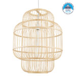 GLOBOSTAR® HIBISCUS 01763 Boho Κρεμαστό Φωτιστικό Οροφής με Ντουί 1 x E27 AC 220-240V IP20 - Μπεζ - Μ48 x Π48 x Y60cm