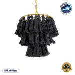 GLOBOSTAR® MISSOULA 02087 Boho Κρεμαστό Φωτιστικό Οροφής με Ντουί 1 x E27 AC 220-240V IP20 - Μαύρο & Χρυσό - Μ30 x Π30 x Υ40cm