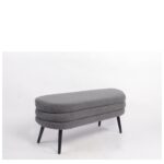 Παγκάκι Ottoman ArteLibre TONDO Γκρι Ύφασμα Teddy/Μέταλλο 42x112x44cm