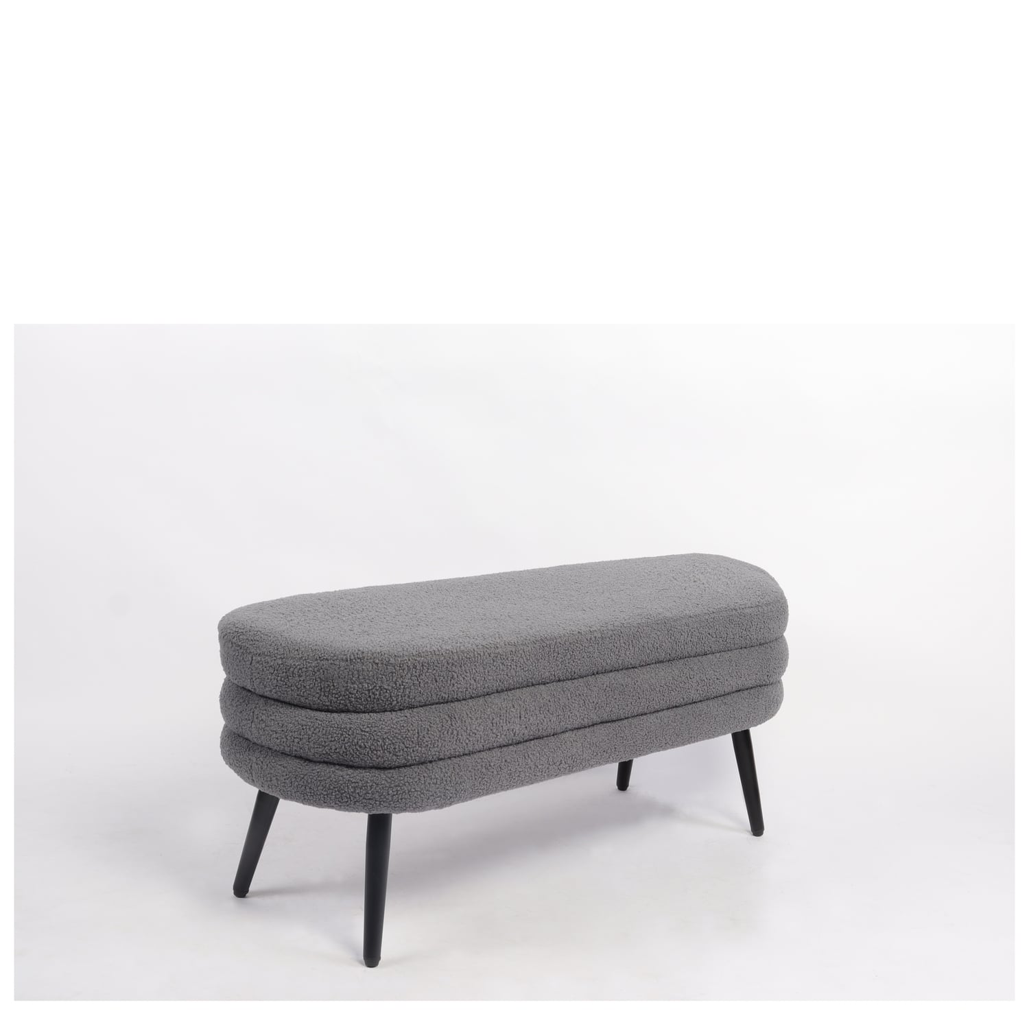 Παγκάκι Ottoman ArteLibre TONDO Γκρι Ύφασμα Teddy/Μέταλλο 42x112x44cm