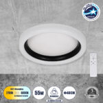 GLOBOSTAR® ARIANA 61034 Μοντέρνο Φωτιστικό Οροφής LED 55W 6376lm 120° AC 220-240V IP20 Ρυθμιζόμενο Λευκό CCT με Χειριστήριο από 2700K έως 6000K Dimmable - Lumileds SMD Chip - Λευκό Ματ & Μαύρο Ματ - Μ48 x Π48 x Υ9cm - 3 Χρόνια Εγγύηση