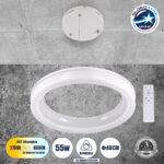 GLOBOSTAR® ARIANA 61038 Μοντέρνο Κρεμαστό Φωτιστικό Οροφής LED 55W 6376lm 120° AC 220-240V IP20 Ρυθμιζόμενο Λευκό CCT με Χειριστήριο από 2700K έως 6000K Dimmable - Lumileds SMD Chip - Λευκό Ματ - Μ48 x Π48 x Υ6.5cm - 3 Χρόνια Εγγύηση