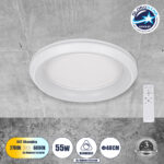 GLOBOSTAR® MELINA 61041 Μοντέρνο Φωτιστικό Οροφής LED 55W 6376lm 120° AC 220-240V IP20 Ρυθμιζόμενο Λευκό CCT με Χειριστήριο από 2700K έως 6000K Dimmable - Lumileds SMD Chip - Λευκό Ματ - Μ48 x Π48 x Υ9cm - 3 Χρόνια Εγγύηση