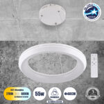 GLOBOSTAR® MELINA 61044 Μοντέρνο Κρεμαστό Φωτιστικό Οροφής LED 55W 6376lm 120° AC 220-240V IP20 Ρυθμιζόμενο Λευκό CCT με Χειριστήριο από 2700K έως 6000K Dimmable - Lumileds SMD Chip - Λευκό Ματ - Μ48 x Π48 x Υ6.5cm - 3 Χρόνια Εγγύηση
