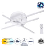 GLOBOSTAR® DRACO 61094 Μοντέρνο Φωτιστικό Οροφής LED 45W 5535lm 120° AC 220-240V IP20 Ρυθμιζόμενο Λευκό CCT με Χειριστήριο από 2700K έως 6000K Dimmable - Lumileds SMD Chip - Λευκό Ματ - Μ50 x Π50 x Υ11cm - 3 Χρόνια Εγγύηση