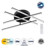 GLOBOSTAR® DRACO 61095 Μοντέρνο Φωτιστικό Οροφής LED 60W 7380lm 120° AC 220-240V IP20 Ρυθμιζόμενο Λευκό CCT με Χειριστήριο από 2700K έως 6000K Dimmable - Lumileds SMD Chip - Μαύρο Ματ - Μ60 x Π60 x Υ11cm - 3 Χρόνια Εγγύηση