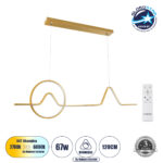 GLOBOSTAR® WINDY 61293 Μοντέρνο Κρεμαστό Φωτιστικό Οροφής LED 67W 7504lm 300° AC 220-240V IP20 Ρυθμιζόμενο Λευκό CCT με Χειριστήριο από 2700K έως 6000K Dimmable - Lumileds SMD Chip - Χρυσό Βούρτσας - Μ120 x Π4 x Υ30cm - 3 Χρόνια Εγγύηση