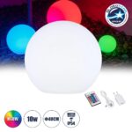 GloboStar® GARDENGLOW 85825 Μοντέρνο Φωτιστικό Κήπου Μπάλα LED Globe 10W Φ40 Επαναφορτιζόμενο Μπαταρίας με Καλώδιο USB - Φορτιστή και Ασύρματο Χειριστήριο IR Αδιάβροχο IP54 Πολύχρωμο RGBW