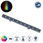 GLOBOSTAR® WASHERMARGO 90177 Μπάρα Φωτισμού Wall Washer LED 18W 1530lm 30° DC 24V Αδιάβροχο IP65 Πολύχρωμο RGBW Dimmable DMX512 - Bridgelux SMD Chip - Γκρι Ανθρακί - Μ50 x Π4 x Υ5cm - 3 Χρόνια Εγγύηση