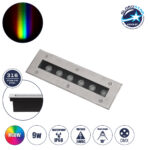 GLOBOSTAR® UNDERGROUNDREMVI 90191 Χωνευτή Μπάρα Φωτισμού Wall Washer LED 9W 765lm 10° DC 24V Αδιάβροχο IP68 Πολύχρωμο RGBW Dimmable DMX512 - Bridgelux SMD Chip - Ανοξείδωτο Ατσάλι SS316 - Μ30 x Π9 x Υ8.5cm / Q28.5 x 7.5cm - 3 Χρόνια Εγγύηση