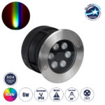 GLOBOSTAR® UNDERWATERYUNI 90419 Υποβρύχιο Χωνευτό Σποτ για Σιντριβάνια/Πισίνες LED 6W 600lm 30° DC 24V Αδιάβροχο IP68 Πολύχρωμο RGBW Dimmable DMX512 - Bridgelux SMD Chip - Ανοξείδωτο Ατσάλι SS304 - Μ15 x Π15 x Υ10cm / Q14cm - 3 Χρόνια Εγγύηση