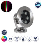 GLOBOSTAR® UNDERWATER-DEDY 90428 Υποβρύχιο Επιφανειακό Σποτ για Σιντριβάνια/Πισίνες LED 6W 510lm 30° DC 24V Αδιάβροχο IP68 RGBW DMX512 Dimmable - Ανοξείδωτο Ατσάλι 304 - Μ12 x Π7.5 x Υ14.5cm - 3 Χρόνια Εγγύηση