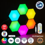 GloboStar® DIGIOCTA 90448 Σετ 6 Ψηφιακων LED RGB Φωτιστικών Κυψελών με Ψηφιακό Controller με WiFi Smart APP & Ασύρματο Χειριστήριο RF 2.4Ghz - LED SMD 5050 9W/Σετ 84PIXEL/Σετ 720lm/Σετ 120° DC 5V με USB 2.0 IP20 Πολύχρωμο RGB - Dimmable - Μ10.5 x Π10.5 x Υ3cm Ανά Κυψέλη - 2 Χρόνια Εγγύηση