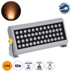 GLOBOSTAR® FLOODHENA 90446 Προβολέας Σποτ Wall Washer LED 48W 4080lm 30° AC 220-240V Αδιάβροχο IP67 Ultra Θερμό Λευκό 2200K - Bridgelux SMD Chip - Γκρι Ανθρακί - Μ39 x Π6 x Υ17cm - 3 Χρόνια Εγγύηση