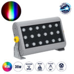 GLOBOSTAR® FLOODHENA 90642 Προβολέας Σποτ Wall Washer LED 36W 2880lm 30° DC 24V Αδιάβροχο IP65 Πολύχρωμο RGBW Dimmable DMX512 - Bridgelux SMD Chip - Γκρι Ανθρακί - Μ30 x Π6 x Υ17cm - 3 Χρόνια Εγγύηση