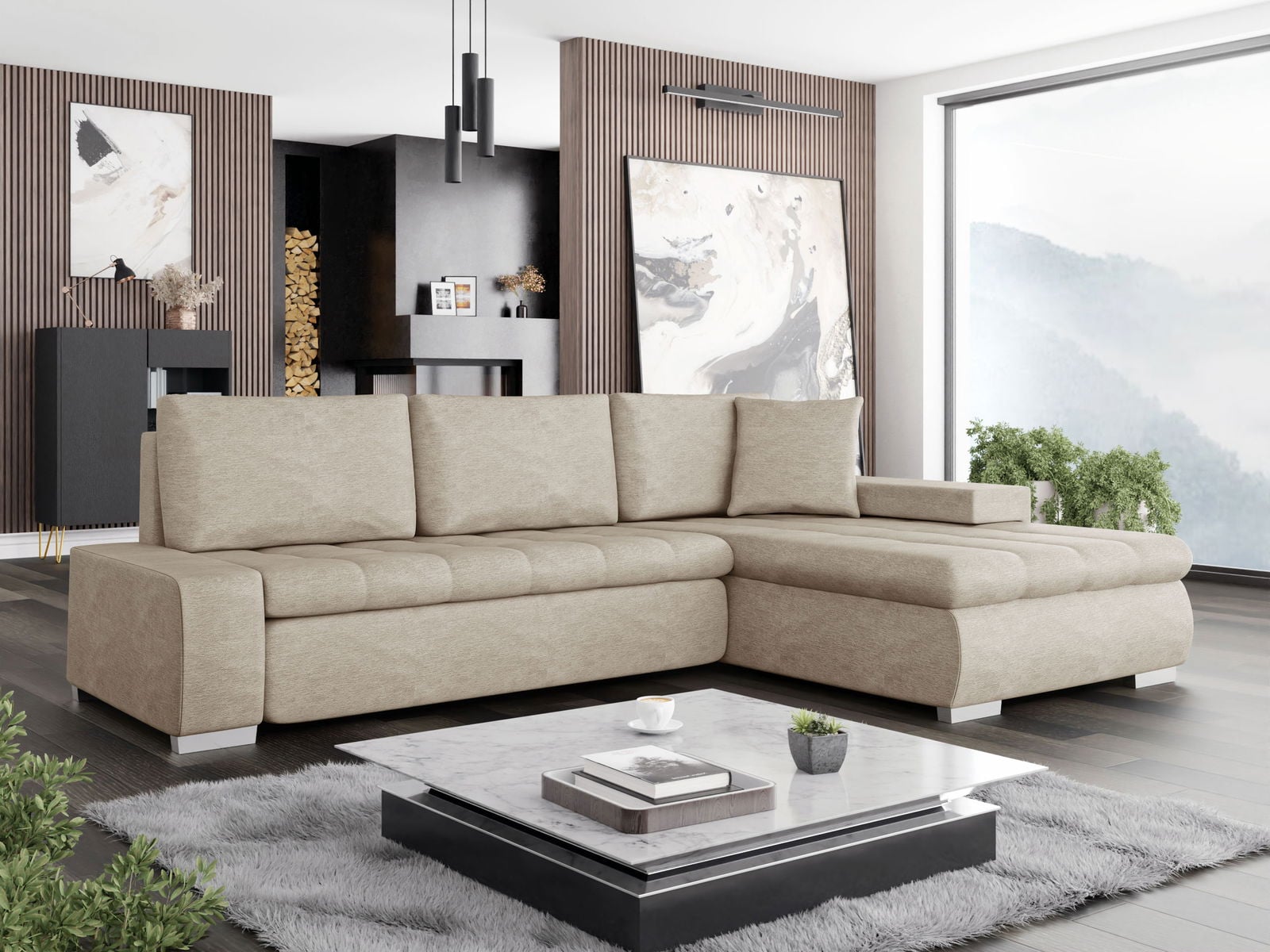 Γωνιακός καναπές Orkan mini-Εκρού - Image 2