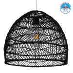 GLOBOSTAR® MALIBU 00969 Boho Κρεμαστό Φωτιστικό Οροφής με Ντουί 1 x E27 AC 220-240V IP20 - Μαύρο - Μ40 x Π40 x Υ35cm