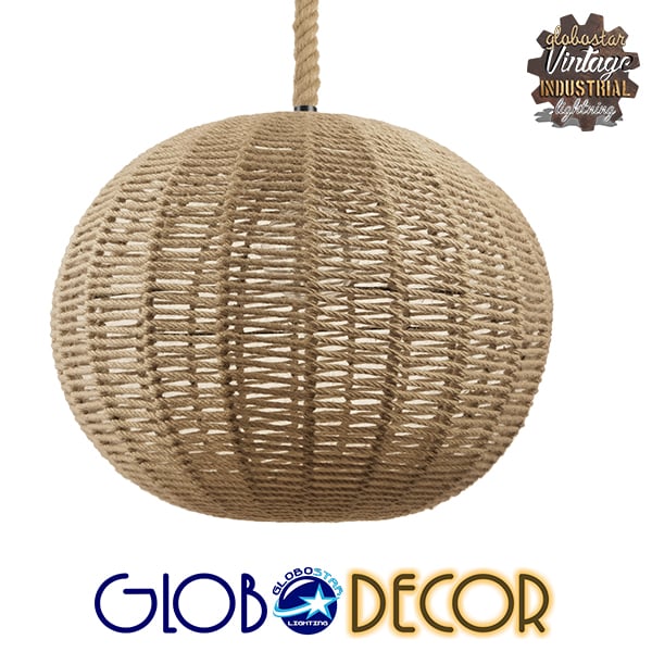 GLOBOSTAR® MANDALA 01593 Vintage Κρεμαστό Φωτιστικό Οροφής με Ντουί 1 x E27 AC 220-240V IP20 - Μπεζ - Μ60 x Π60 x Υ45cm