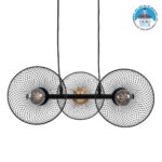 GLOBOSTAR® VERONA 00586 Μοντέρνο Κρεμαστό Φωτιστικό Οροφής με Ντουί 3 x E27 AC 220-240V IP20 - Μαύρο & Χρυσό - Μ50 x Π28 x Υ20cm