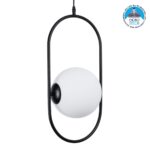 GLOBOSTAR® HAMBURG 00591 Μοντέρνο Κρεμαστό Φωτιστικό Οροφής με Ντουί 1 x E14 AC 220-240V IP20 - Μαύρο & Λευκό - Μ25 x Π20 x Υ50cm