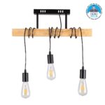 GLOBOSTAR® JOLLY 00605 Vintage Κρεμαστό Φωτιστικό Οροφής με Ντουί 3 x E27 AC 220-240V IP20 - Μαύρο & Μπεζ - Μ55 x Π6 x Υ115cm