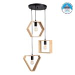 GLOBOSTAR® ELISE 00683 Μοντέρνο Κρεμαστό Φωτιστικό Οροφής με Ντουί 3 x E27 AC 220-240V IP20 - Μπεζ & Μαύρο - Μ55 x Π55 x Υ130cm