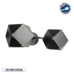 GLOBOSTAR® WELLES 00795 Μοντέρνο Φωτιστικό Τοίχου - Απλίκα με Ντουί 2 x E14 AC 220-240V IP20 - Μαύρο - Μ52 x Π21 x Υ17cm