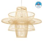 GLOBOSTAR® BALI 00862 Boho Κρεμαστό Φωτιστικό Οροφής με Ντουί 1 x E27 AC 220-240V IP20 - Μπεζ - Μ60 x Π60 x Υ45cm