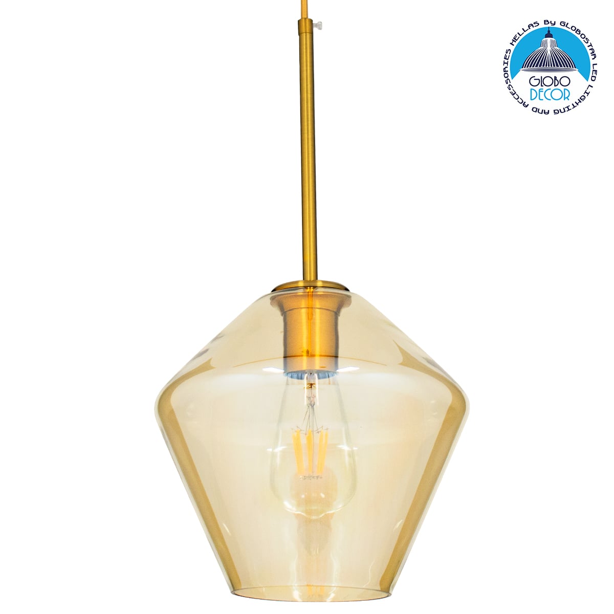 GLOBOSTAR® AMARIS 00869 Μοντέρνο Κρεμαστό Φωτιστικό Οροφής με Ντουί 1 x E27 AC 220-240V IP20 - Χρυσό Πλατίνα & Μελί - Μ22 x Π22 x Y22cm